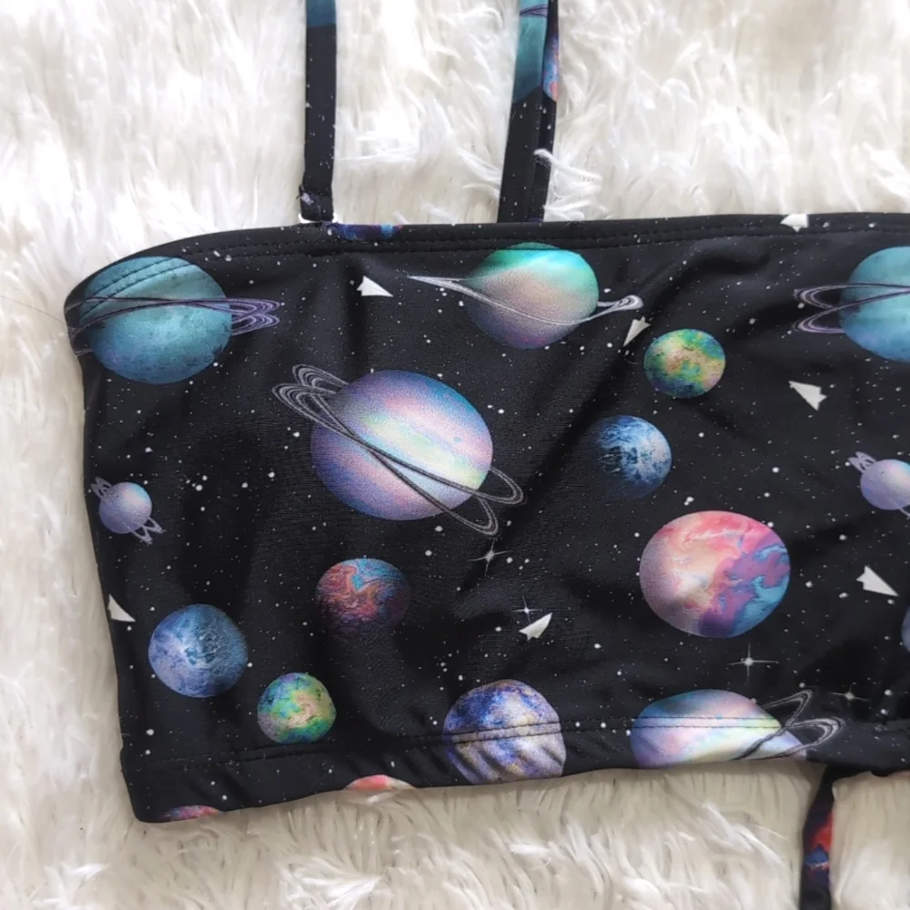 Blackmilk Galaxy Paper Universe Roped In Strappy Space Bandeau Bikini Top Large